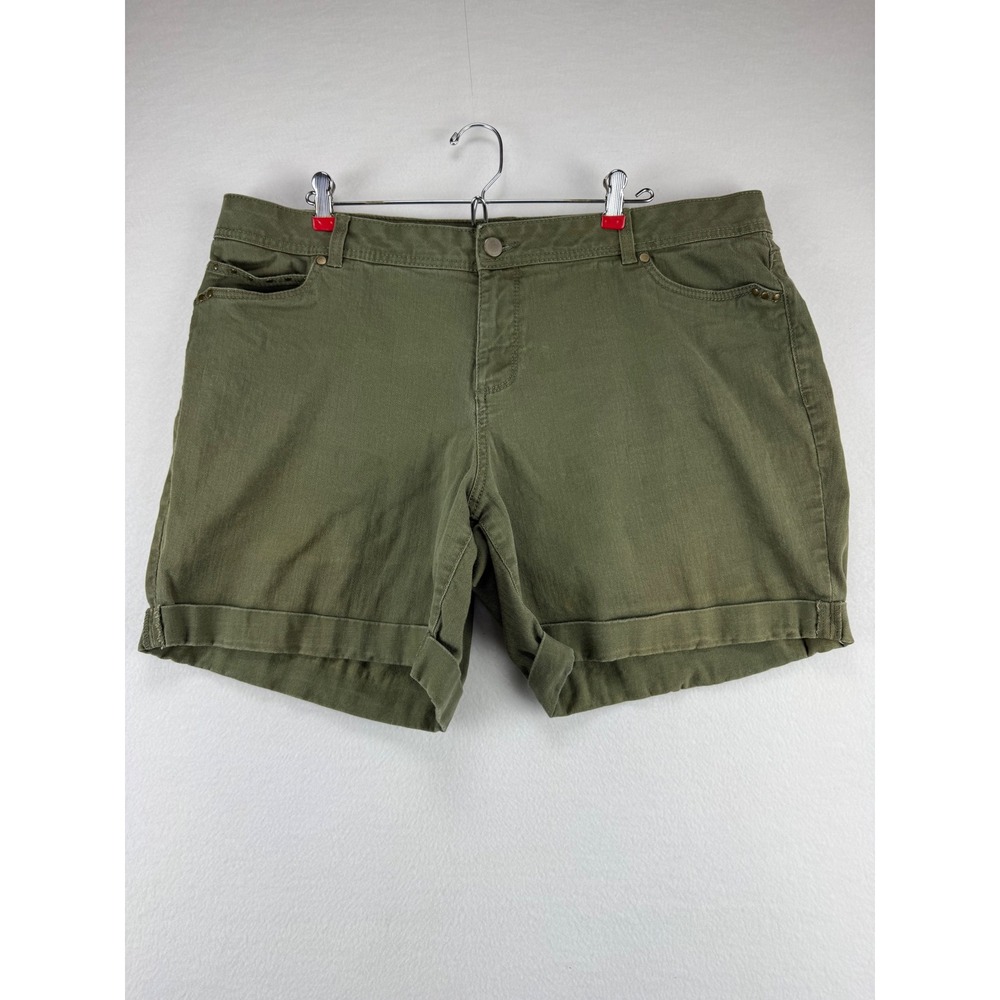 Sonoma Goods for Life Modern‎ Fit Walking Shorts Olive Green Studded Womens 16W